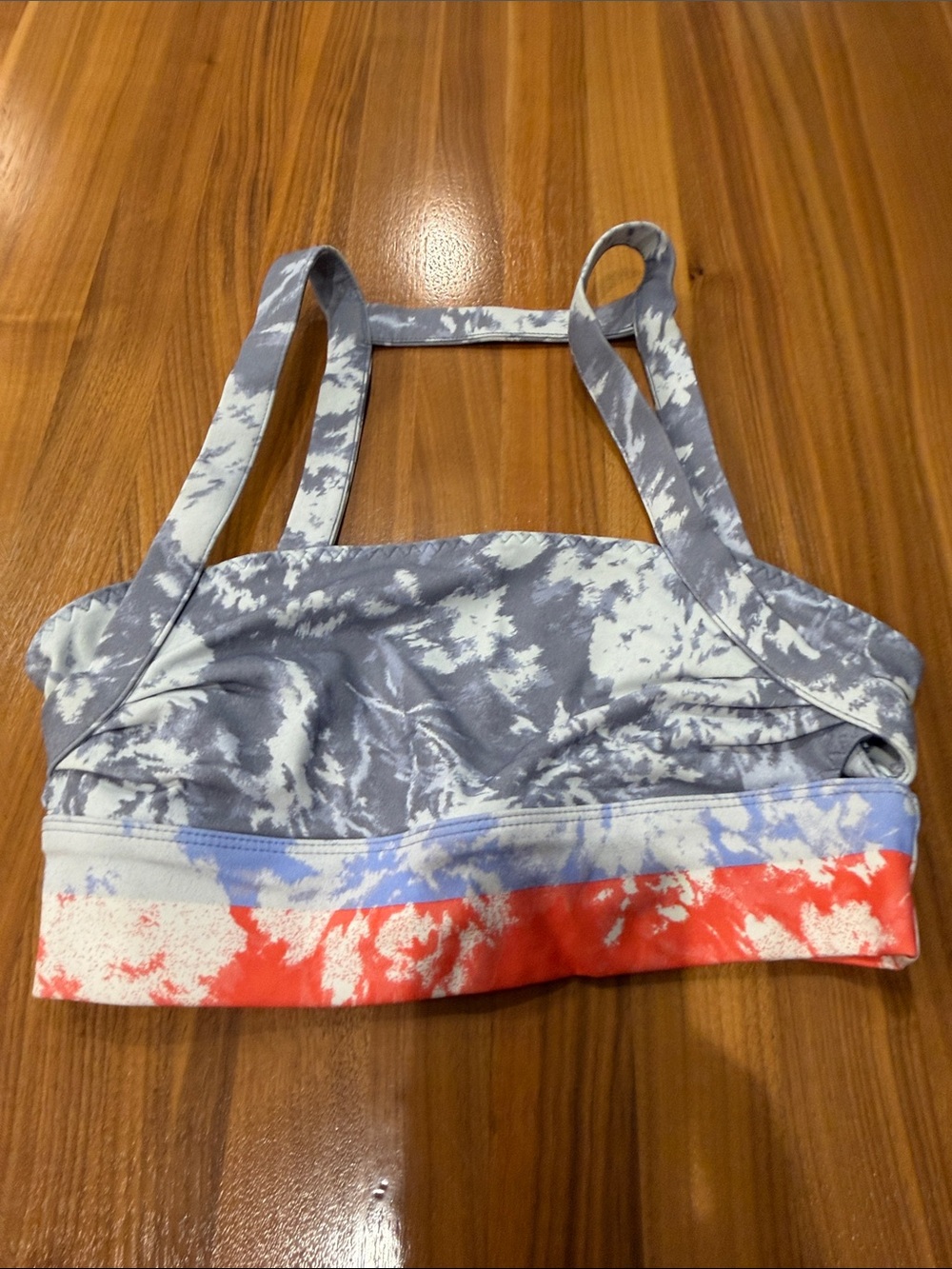 Free people Tie-Dye workout Top in Gray, White & Coral